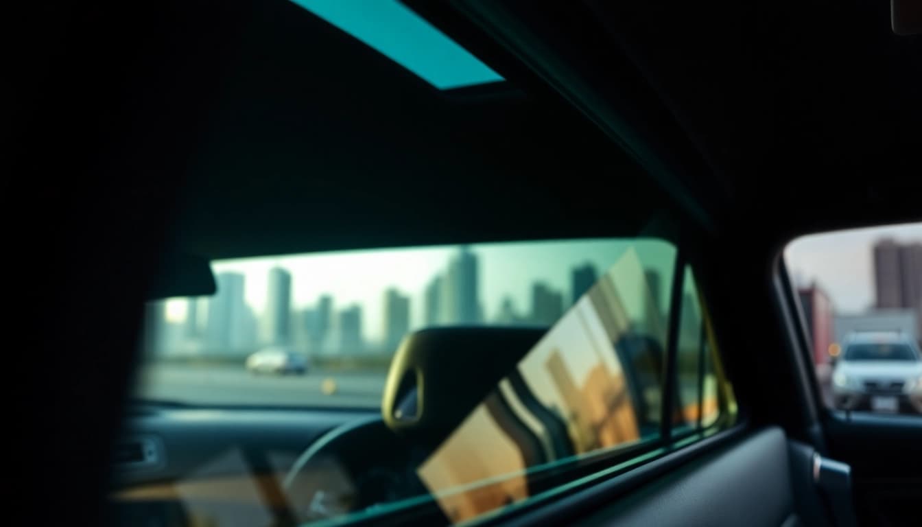 Ceramic window tint providing a sleek and modern look to a car's interior.