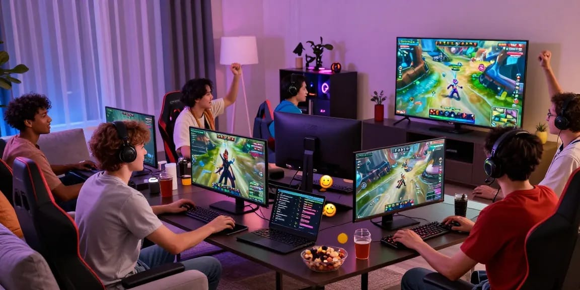 Komunitas online MEGAWIN88 saat bermain game bersama, penuh kegembiraan.