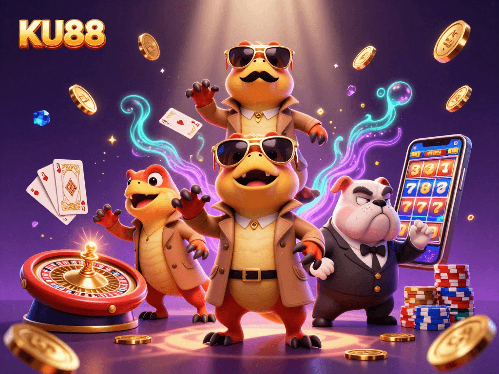 Join the fun at KU88 casino with adventurous raptors trying to sneak into a VIP lounge