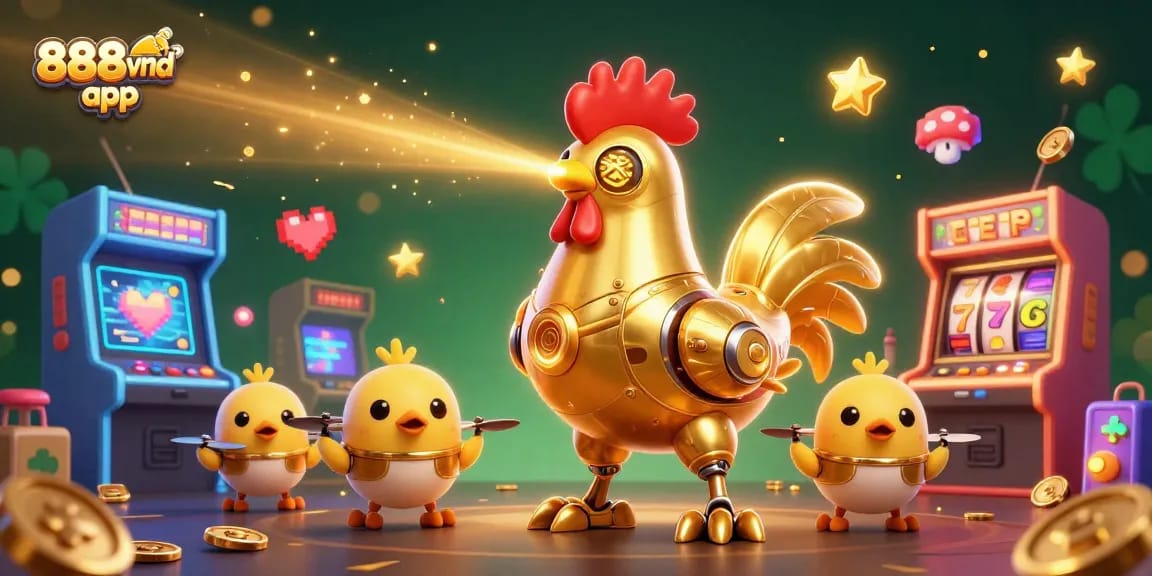 Join the excitement with the 888vnd app, featuring a vivid casino scene with engaging game elements.