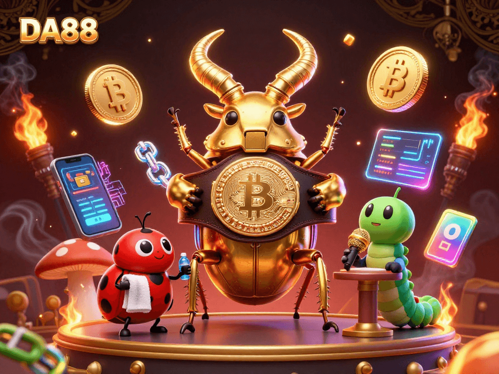 Engage with DA88's thrilling gaming experience featuring a vibrant 3D illustration.