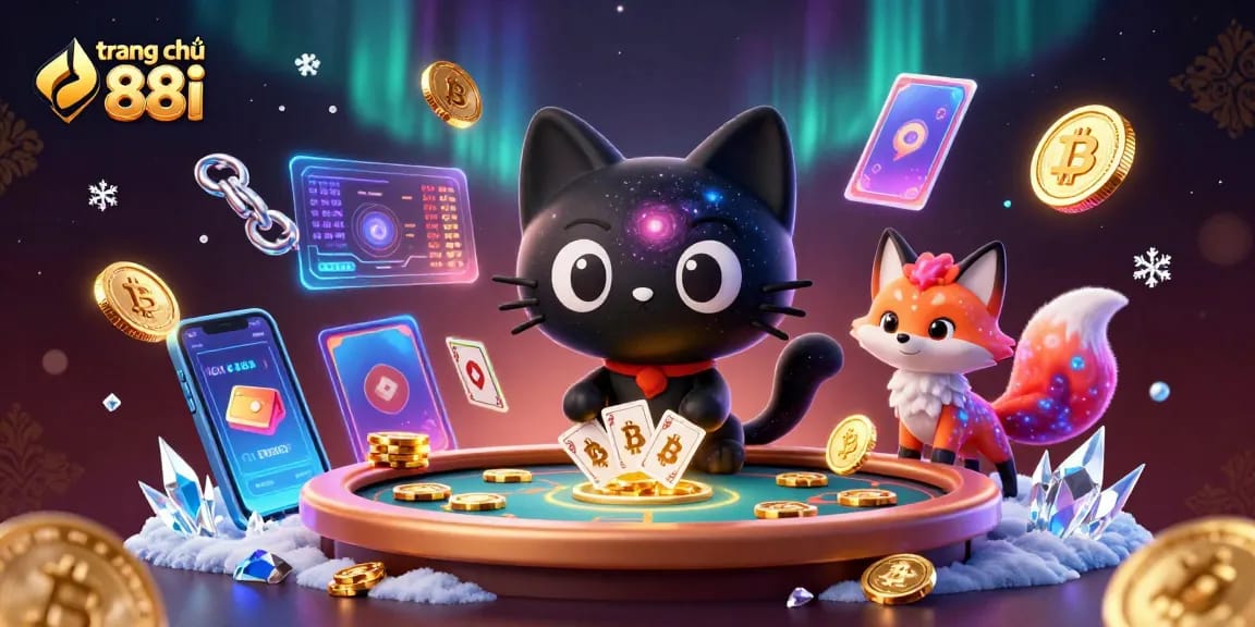 Experience the fun at trang chủ 88i with a vibrant cosmic casino featuring unique characters and crypto elements.