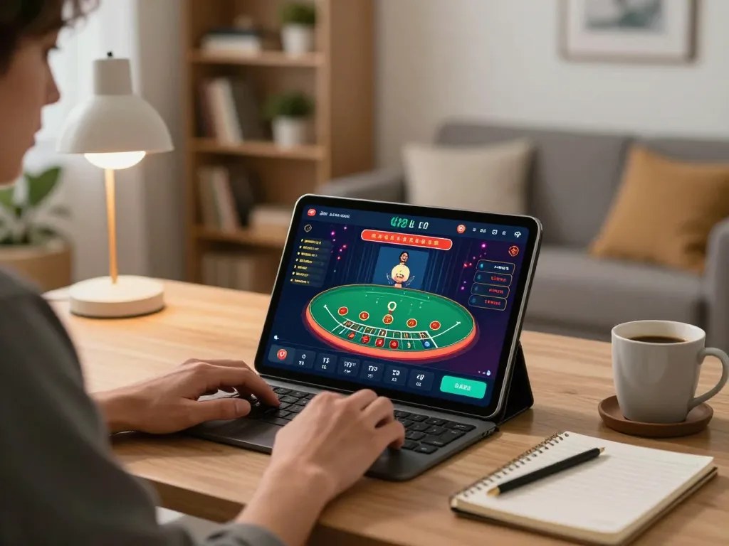 cm88 user engaging in online blackjack gameplay at home, showcasing strategic betting decisions