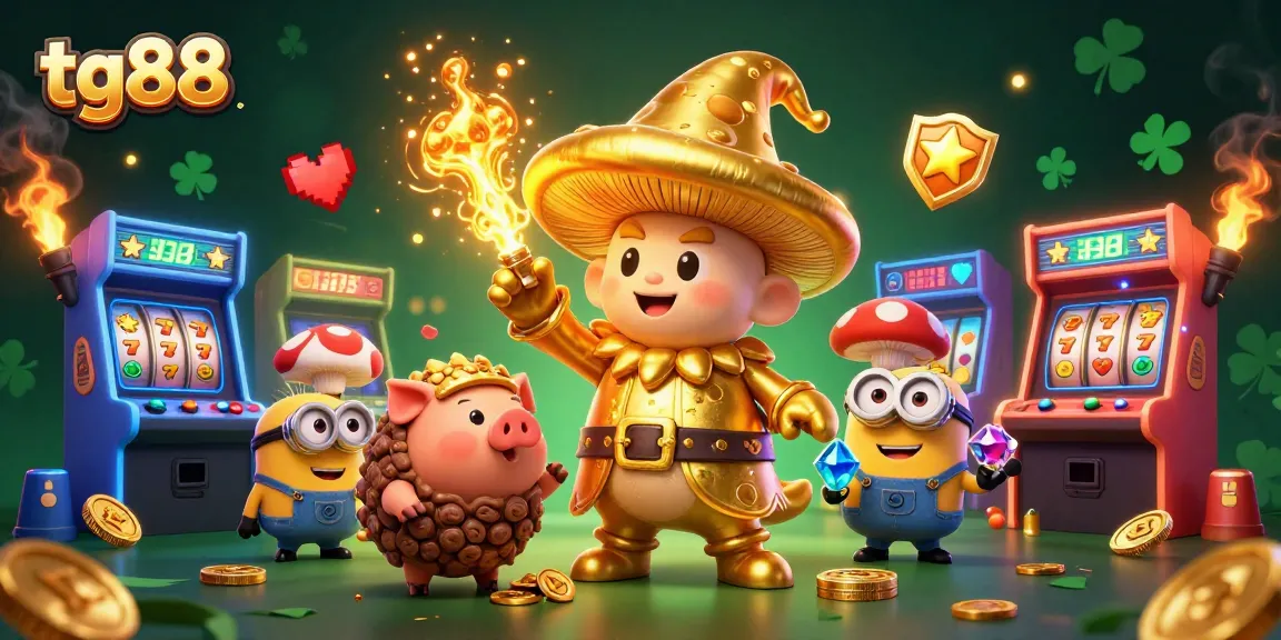 Experience thrilling gaming adventures at tg88 with vibrant 3D casino-themed illustrations showcasing exciting treasures.