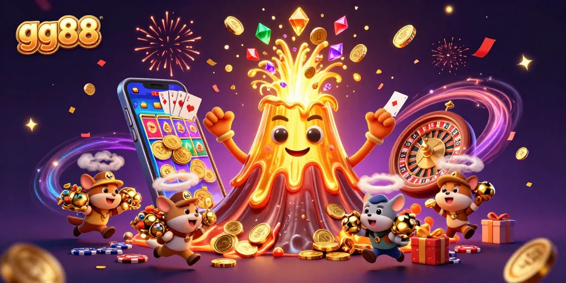 Experience the thrill of gg88 with a golden volcano erupting treasure and dynamic gaming elements